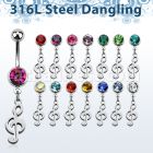 mcd709 piercing ombligo acero quirurgico bola joya bisel 8mm nota musical 10mm mayorista