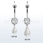 mcd710 piercing ombligo acero quirurgico zirconia 8mm gota lagrima al por mayor