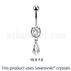 mcd713 piercing ombligo acero quirurgico zirconia 8mm cristal swarovski gota larga colgado 10mm distribuidor mayorista