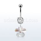 mcd719 piercing ombligo acero quirurgico zirconia redonda 8mm flor cristal mayorista