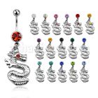 mcd721 piercing ombligo acero quirurgico bola joya 8mm dragon cristal ojos colgado 10mm venta