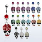 mcd722 piercing ombligo acero quirurgico bola joya 8mm calavera cristal 10mm mayorista