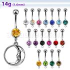 mcd733 banana ombligo acero quirurgico bola joya bisel 8mm luna durmiente 10mm distribuidor