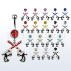 mcd750 banana ombligo acero quirurgico bola joya bisel 8mm pistolas cruzadas cristal s plata distribuidor