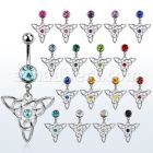 mcd759 banana ombligo acero quirurgico bola joya bisel 8mm nudo celta colgado cristal plata al por mayor