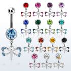 mcd761 piercing ombligo acero quirurgico bola joya colgante pequena libelula colgante laton chapado plata