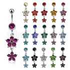 mcdfl17 piercing ombligo acero quirurgico bola joya 8mm doble flor cristal 3 petalos s 10mm venta