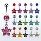 mcdflc20 piercing ombligo acero quirurgico bola joya 8mm flor cristal 5 petalos 10mm distribuidor