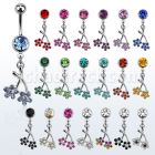 mcdflc2 piercing ombligo acero quirurgico bola joya bisel 8mm flores gemelas s 10mm venta