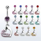 mcdhrc5 piercing ombligo acero quirurgico bola joya bisel 8mm corazon doble cristal colgado 10mm distribuidor mayorista