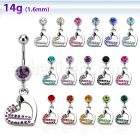 mcdhrc5 piercing ombligo acero quirurgico bola joya bisel 8mm corazon doble cristal colgado 10mm distribuidor mayorista