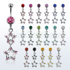 mcdsar6 piercing ombligo acero quirurgico bola joya bisel 8mm estrellas conectadas s cristal 10mm al por mayor