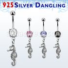 mcdvd13 piercing ombligo acero 316l zirconia redonda 8mm caballito mar plata esterlina colgado venta