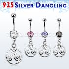 mcdvd23 piercing ombligo acero 316l zirconia redonda 8mm triskele plata esterlina colgado venta