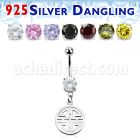 mcdvd26 piercing ombligo acero 316l zirconia redonda 8mm colgante letra china hecho plata 925 distribuidor