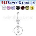 mcdvd33 piercing ombligo acero 316l zirconia redonda 8mm estrella circulo plata esterlina mayorista
