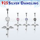 mcdvd3 piercing ombligo acero 316l zirconia redonda 8mm llave estrella alas plata esterlina distribuidor mayorista