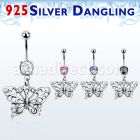 mcdvd5 piercing ombligo acero 316l zirconia redonda 8mm mariposa plata esterlina al por mayor