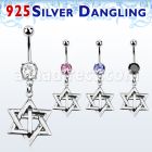 mcdvd7 piercing ombligo acero 316l zirconia redonda 8mm estrella david cruz plata esterlina venta