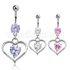 mcdz115 piercing ombligo acero quirurgico bola joya bisel 8mm corazon colgado zirconia corazon interior 10mm distribuidor