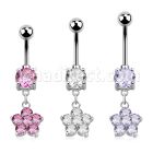 mcdz293 piercing ombligo acero quirurgico zirconia redonda 8mm flor zirconia 10mm distribuidor