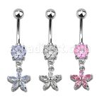 mcdz319 piercing ombligo acero quirurgico zirconia redonda 8mm flor petalos zirconia 10mm distribuidor