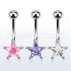 mcdz327 piercing ombligo acero quirurgico estrella 8mm zirconia 10mm mayorista