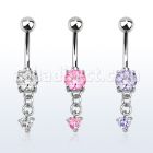 mcdz337 piercing ombligo acero quirurgico zirconia corazon 6mm corazon zirconia colgado 10mm al por mayor