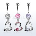 mcdz362 piercing ombligo acero quirurgico zirconia redonda 8mm corazon zirconita colgado al por mayor