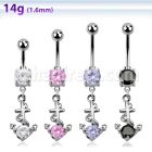 mcdz371 piercing ombligo acero quirurgico zirconia 8mm ancla zirconia redonda mayorista