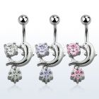 mcdz384 piercing ombligo acero quirurgico delfin zirconia redonda zirconia estrella 10mm venta