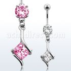 mcdz406 piercing ombligo acero quirurgico zirconia redonda 8mm zirconia cuadrada 10mm mayorista