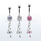 mcdz410 piercing ombligo acero quirurgico zirconia redonda 8mm colgante fantasia zirconia plata distribuidor