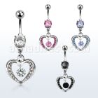 mcdz571 piercing ombligo acero quirurgico bola joya bisel 8mm zirconia redonda dentro marco corazon 10mm venta