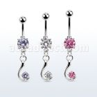 mcdz730 piercing ombligo acero quirurgico zirconia redonda 8mm colgante moderno zirconia plata venta