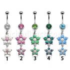mcopfl17 piercing ombligo acero quirurgico bola joya 8mm doble flor 5 petalos opalos sinteticos s 10mm distribuidor mayorista