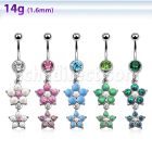 mcopfl17 piercing ombligo acero quirurgico bola joya 8mm doble flor 5 petalos opalos sinteticos s 10mm distribuidor mayorista