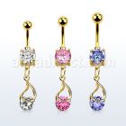 mdgz416 piercing ombligo acero 316l oro zirconita redonda 8mm colgante zirconia redonda ajustada presion oro al por mayor