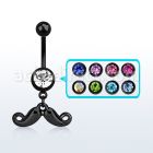 mdk518 piercing ombligo acero 316l pvd negro 8mm bola joya bisel colgante bigote volteado al por mayor