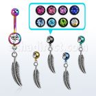 mdk638 piercing ombligo acero quirurgico pvd bola lisa 5mm bola 8mm pluma curvada 10mm mayorista