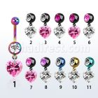 mdkz529 piercing ombligo acero quirurgico pvd bola lisa 5mm bola joya 8mm zirconia corazon 9mm 10mm venta