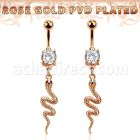 mdrz728 rosegold pvd plated steel belly banana cz snake