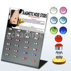 mg90 display 48 piercings nariz falsos magneticos cristal planos 3mm bandeja magnetica al por mayor