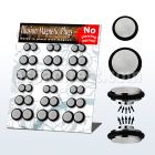 mgmpr4 display 18 plugs falsos magneticos acero brillo espejo anillos goma mayorista