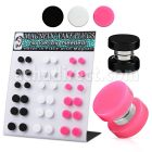 mgmpr7 display 18 plugs falsos magneticos anillos goma negro rosa blanco 6mm 8mm distribuidor