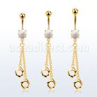 mgo652 piercing ombligo acero 316l pvd dorado opalo redondo colgante esposas distribuidor