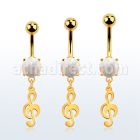 mgo709 piercing ombligo acero 316l pvd dorado opalo redondo colgante nota musical distribuidor mayorista
