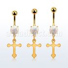 mgocro piercing ombligo acero 316l pvd dorado opalo redondo cruz acero distribuidor mayorista