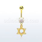 mgodsr piercing ombligo acero 316l pvd dorado opalo redondo colgante acero estrella david venta