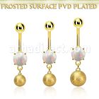 mgofot piercing ombligo acero 316l pvd dorado opalo redondo colgante bola 8mm superficie efecto esmerilado distribuidor mayorista